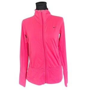 Nike Dri-FIT Pink Full Zip Jacket Women’s M Athletic Yoga Running Gym Athleisure